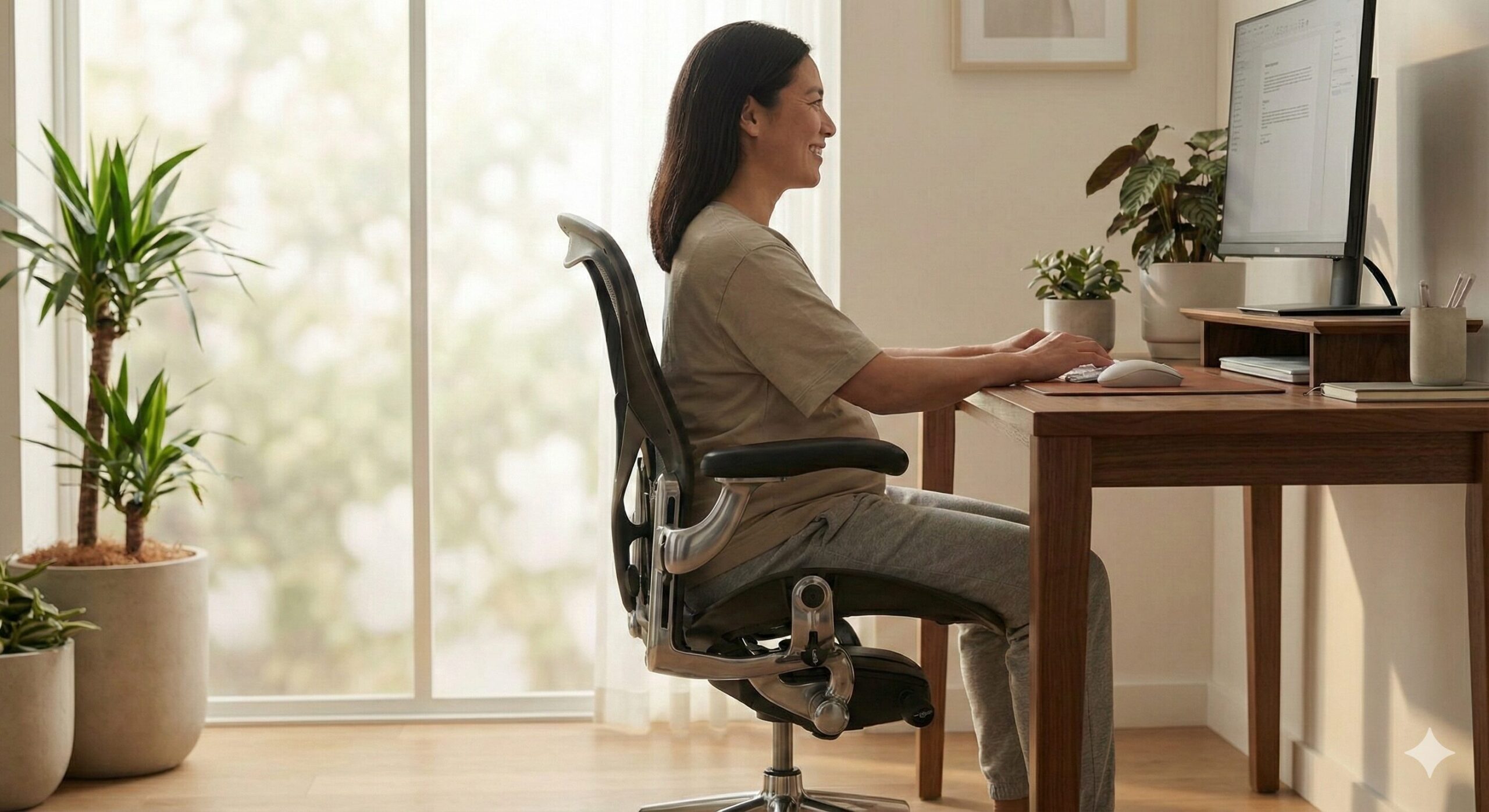 アーロンチェアを活用して腰痛のない快適なデスクライフを送るイメージ