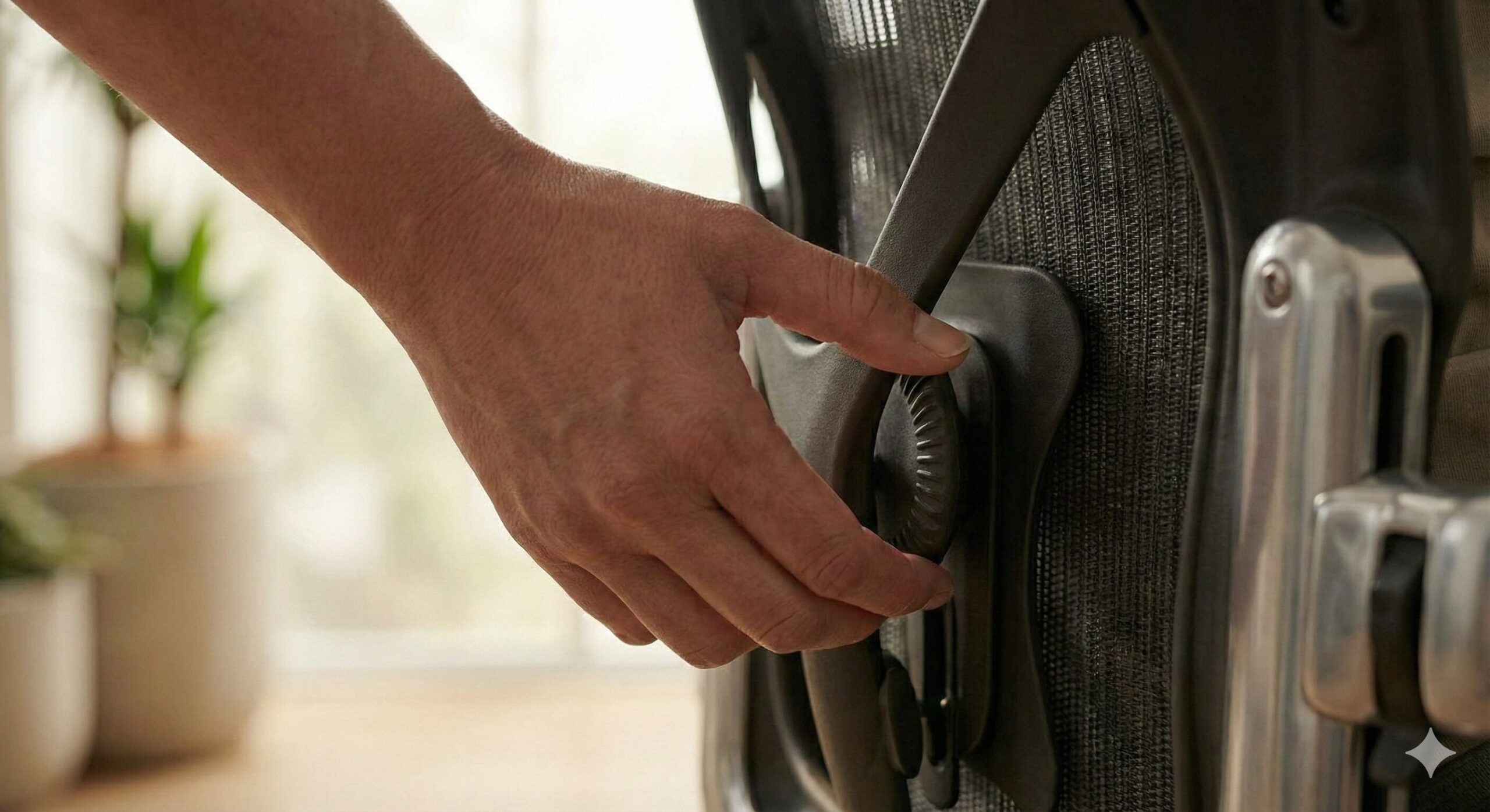 ポスチャーフィットSLのダイヤルを微調整し最適なサポート量を探す様子