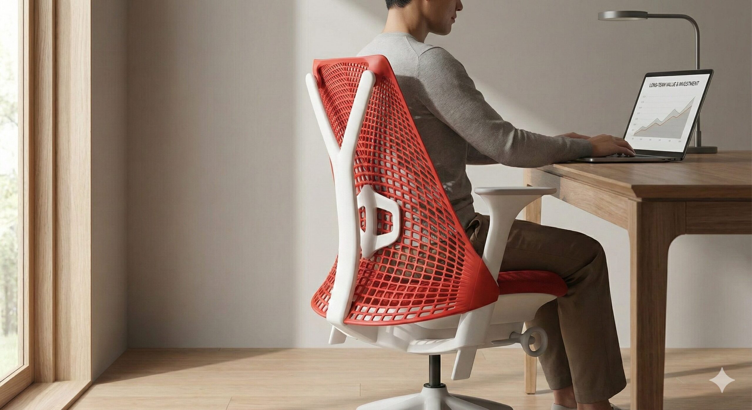自宅でのリモートワークを支えるセイルチェアの腰部サポート