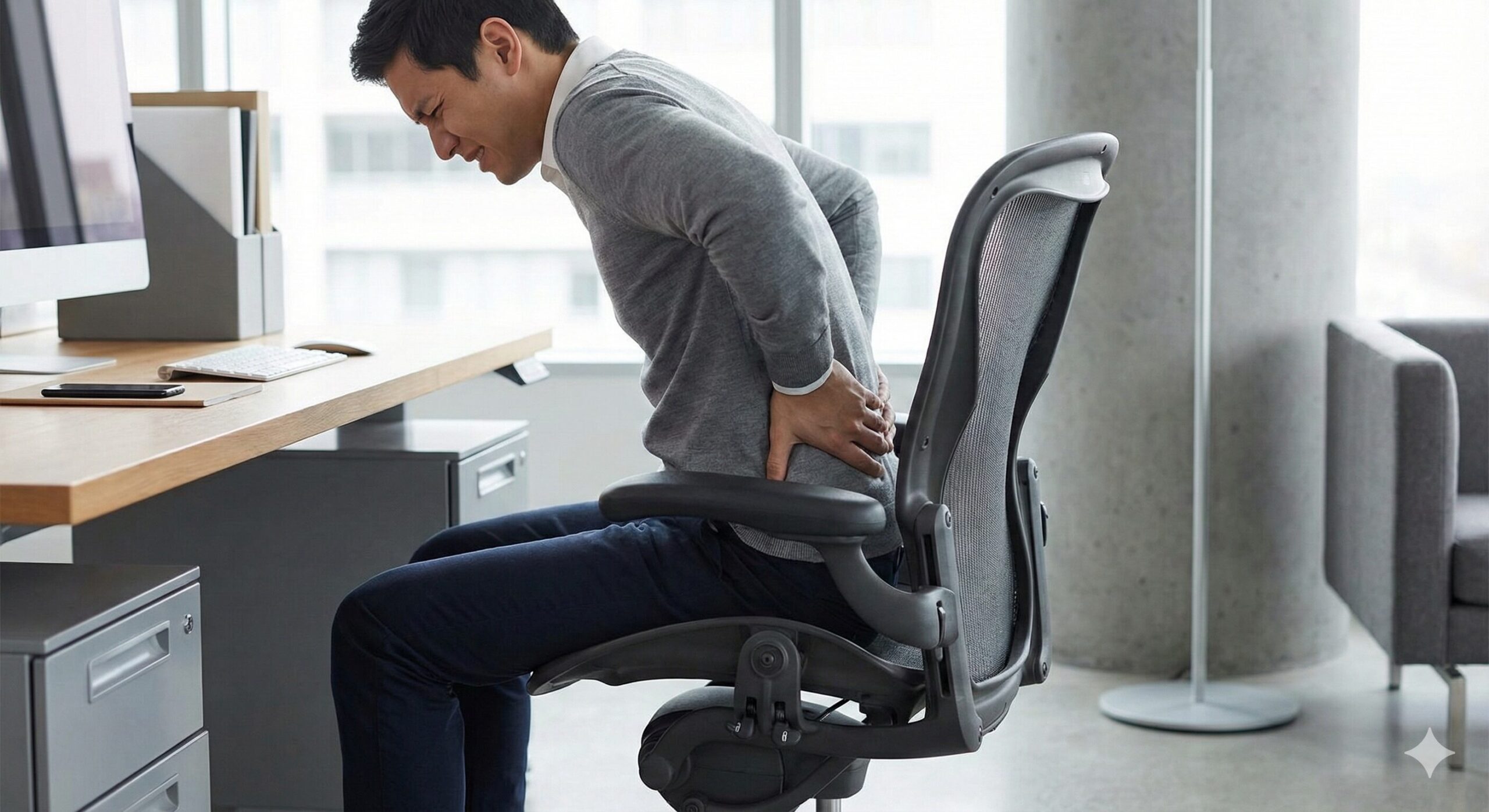 メッシュ素材の背もたれにかかる体圧のイメージ