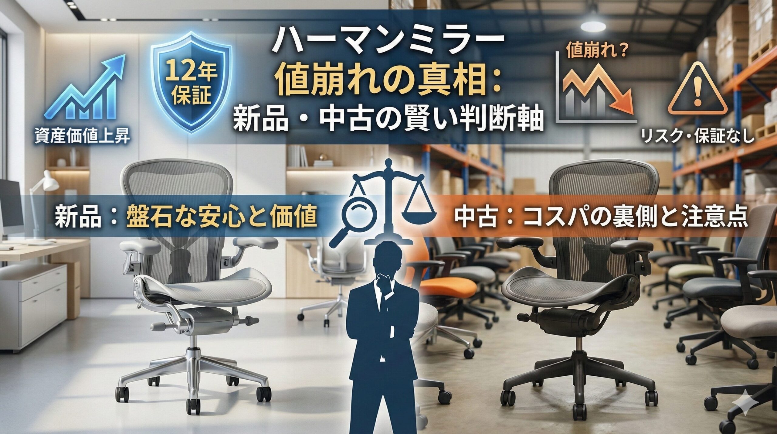 ハーマンミラーの値崩れと中古相場を解説するアイキャッチ画像