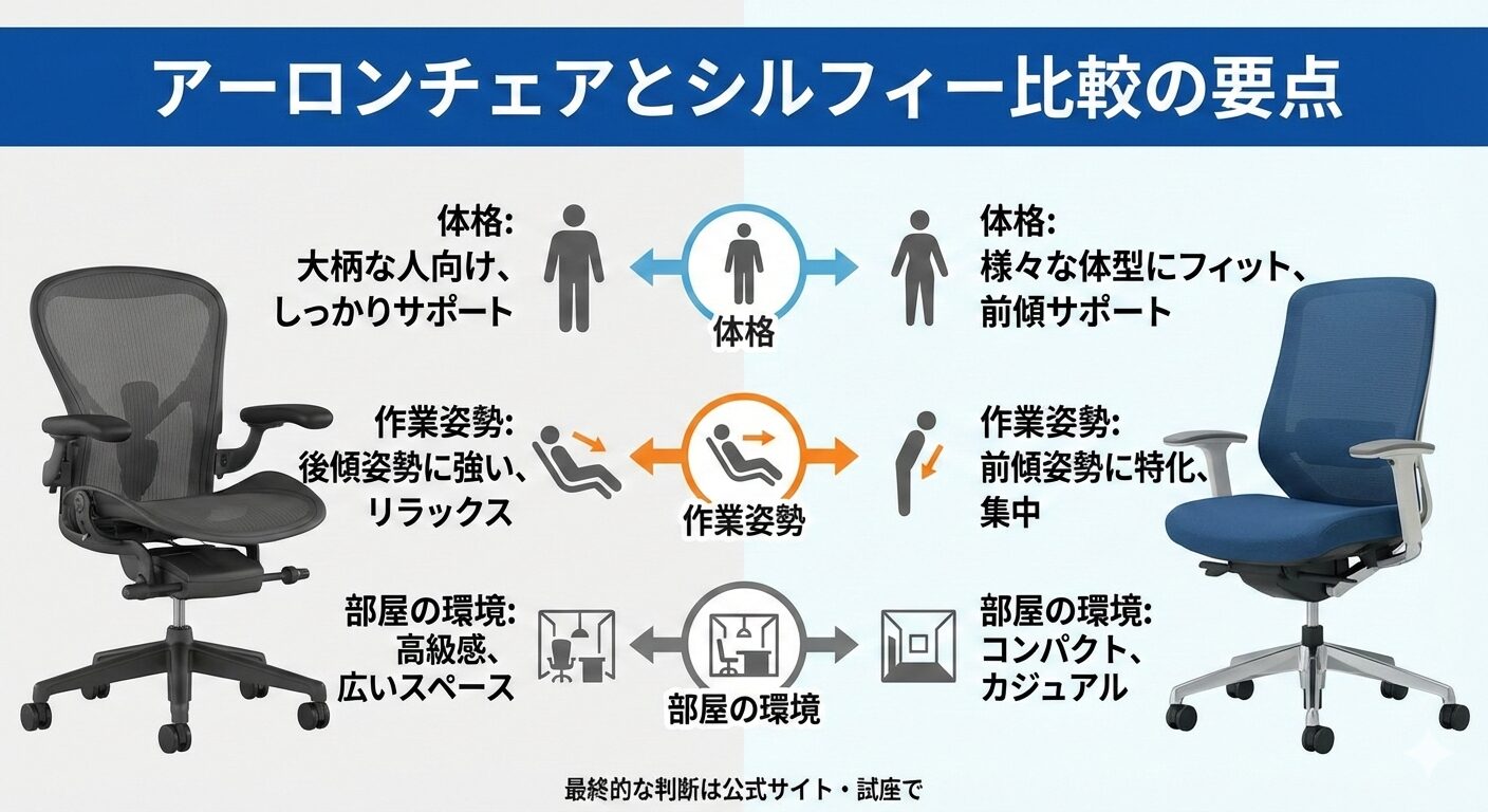 アーロンチェアとシルフィー比較の要点
