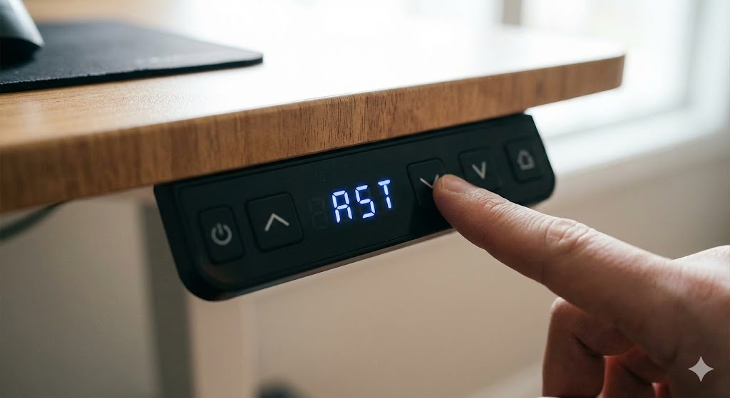 コントロールパネルのボタンを長押しする指先のクローズアップ