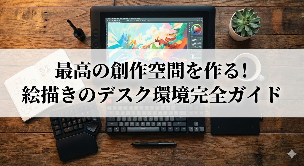 クリエイティブな作業を支える洗練されたデスクセットアップの全景