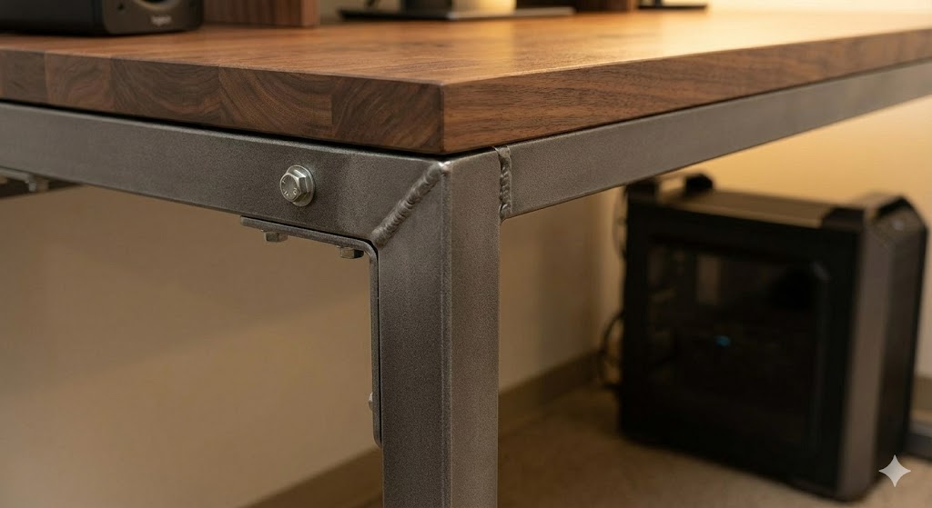 液タブの重さにびくともしない堅牢な作業机のフレーム構造