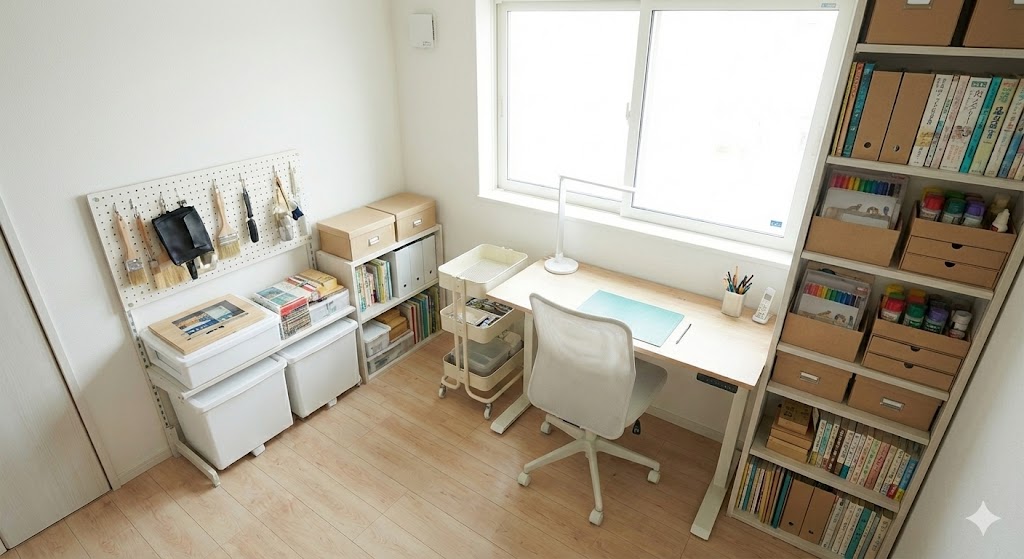 ニトリの多機能家具を組み合わせて最適化したクリエイティブスタジオ