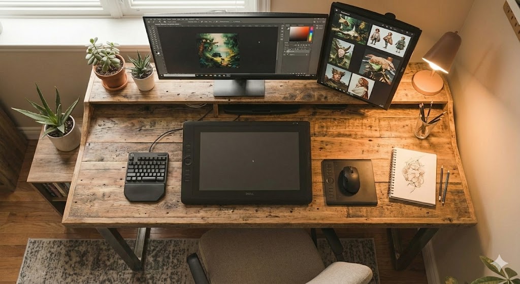 機能性と美しさを両立させたプロ仕様のデスク周辺機器レイアウト