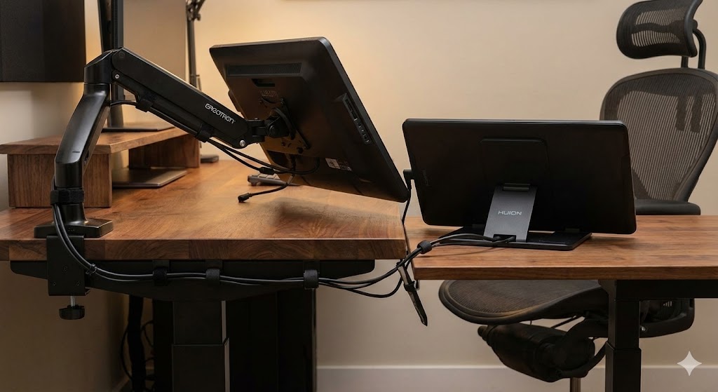 国内外の主要デスクメーカーの製品を比較検証する様子