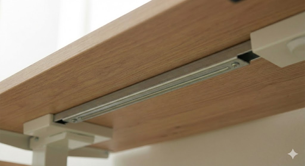 液タブの微振動を抑えるためのデスク天板の補強プレート設置イメージ