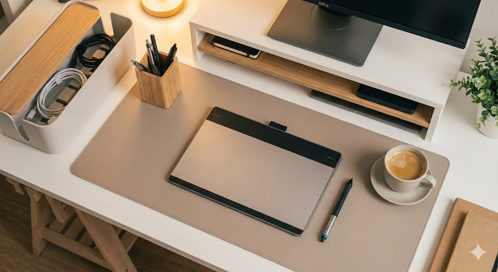 IKEAのALEXとKARLBYを組み合わせた北欧風の広い作業空間