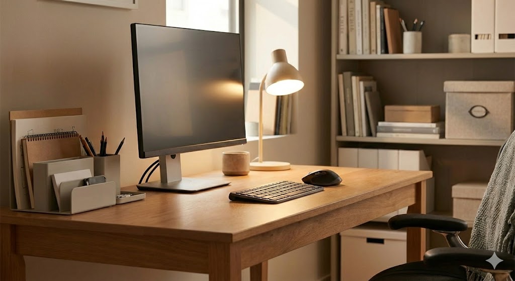 IKEAとニトリの家具を組み合わせた機能的でコストパフォーマンスの高い作業環境