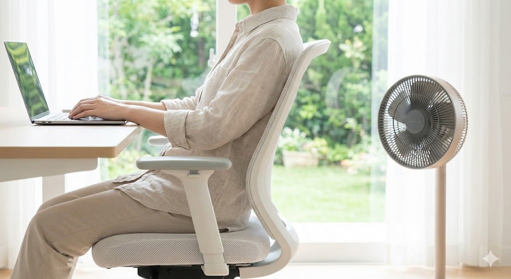 夏場でも涼しげな、通気性の良さをアピールするメッシュ素材のアップ