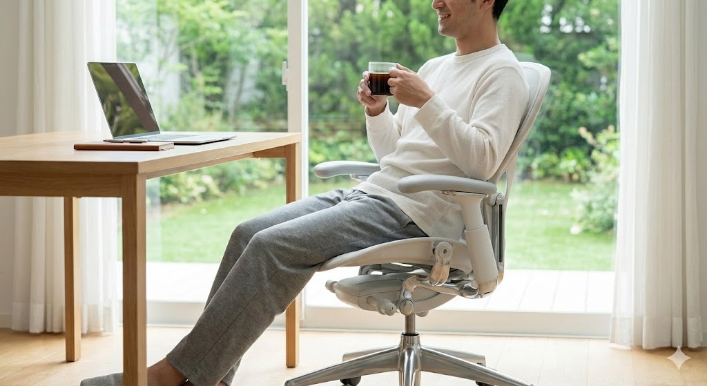 完成された理想的な白いワークスペース全景