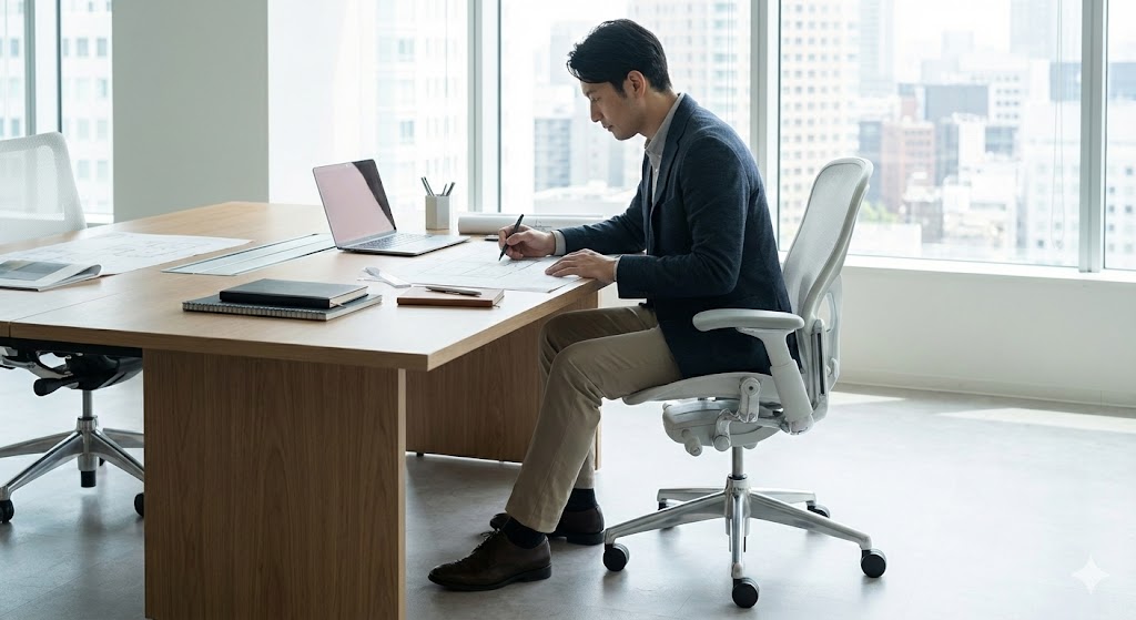 アーロンチェア・ミネラルカラーの洗練された佇まい