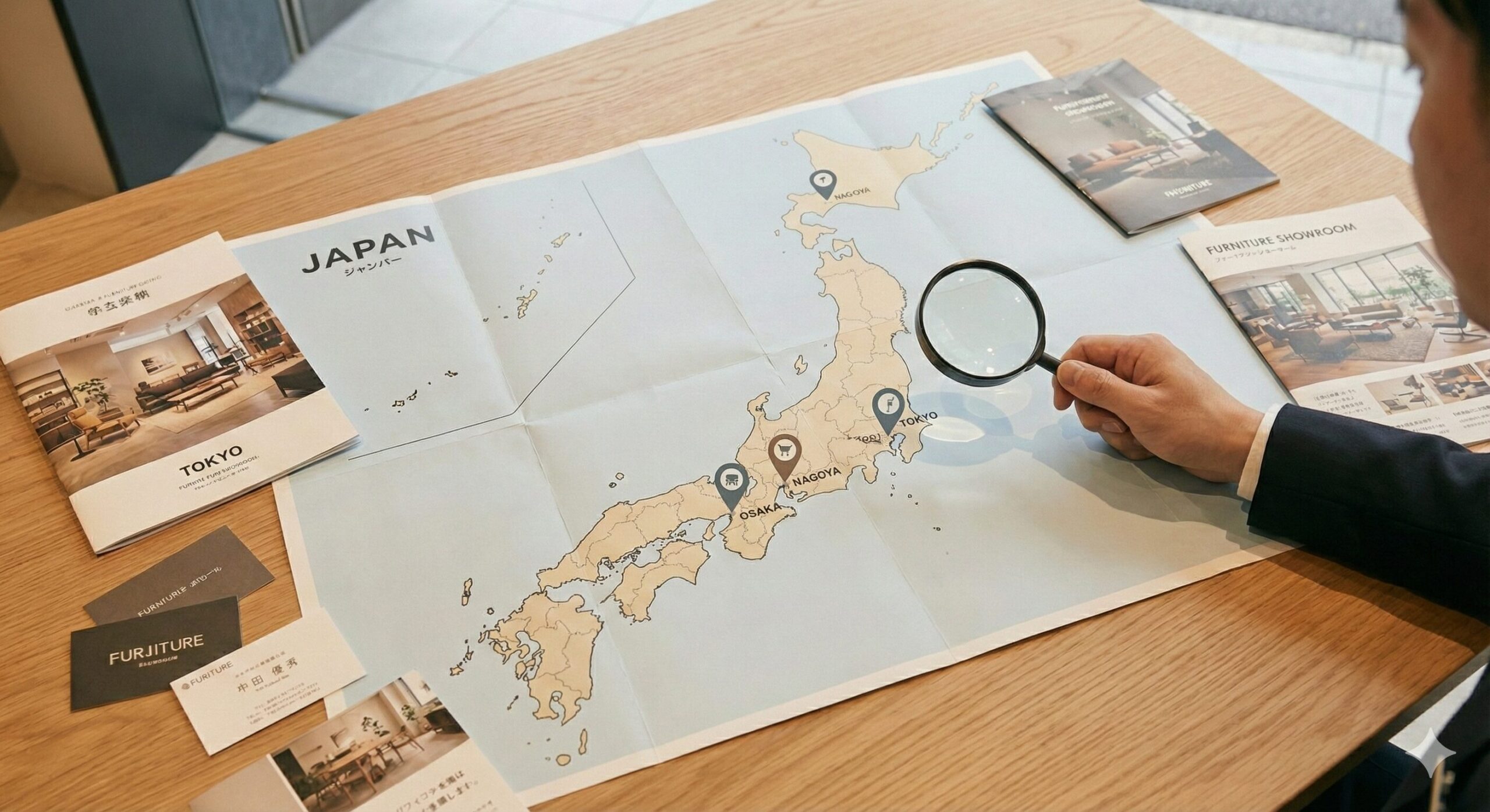 多彩なオフィスチェアが並ぶ広々とした家具ショールームの内観