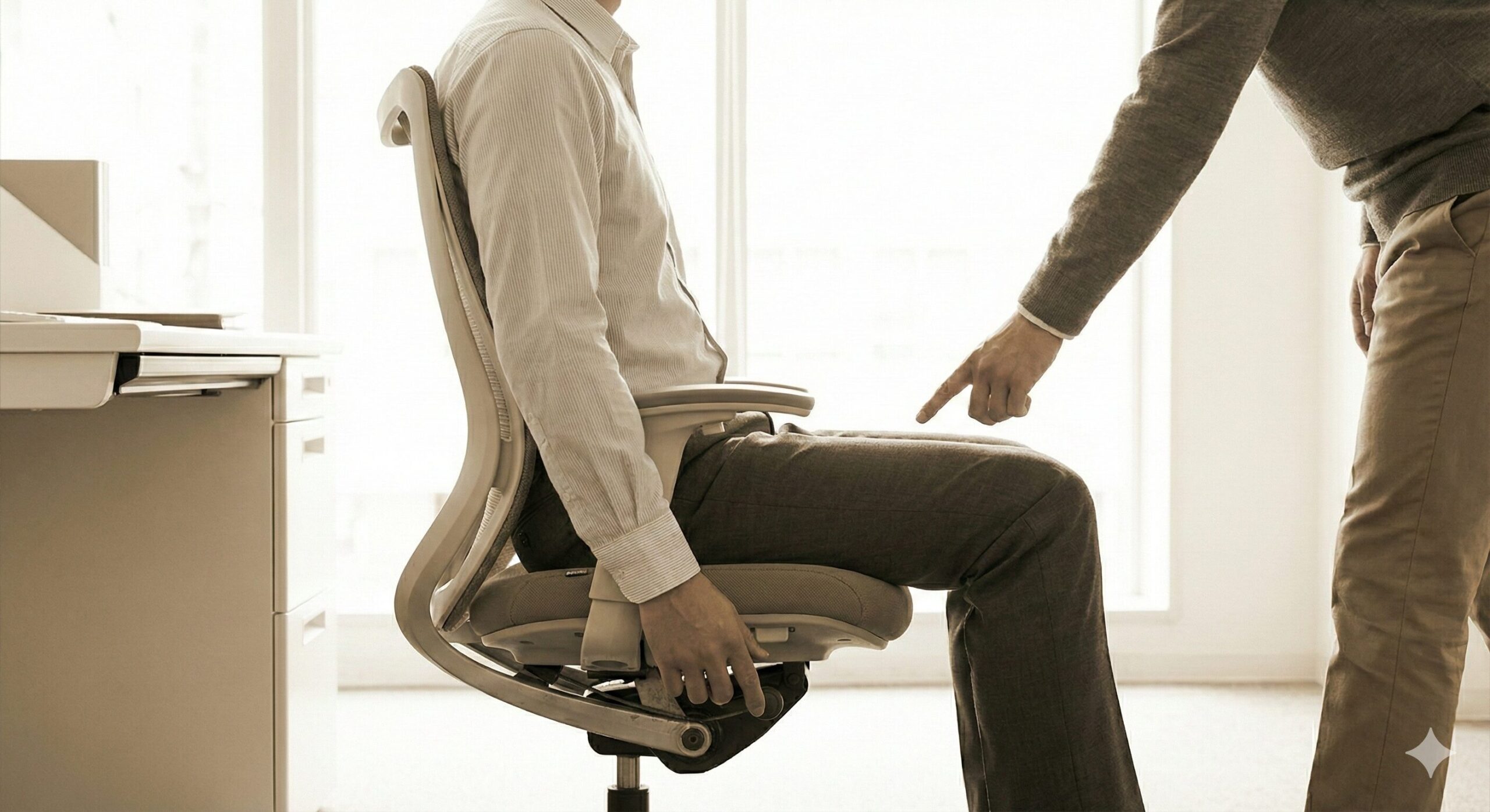 正しい着座姿勢と骨盤の立ち方を解説する図解