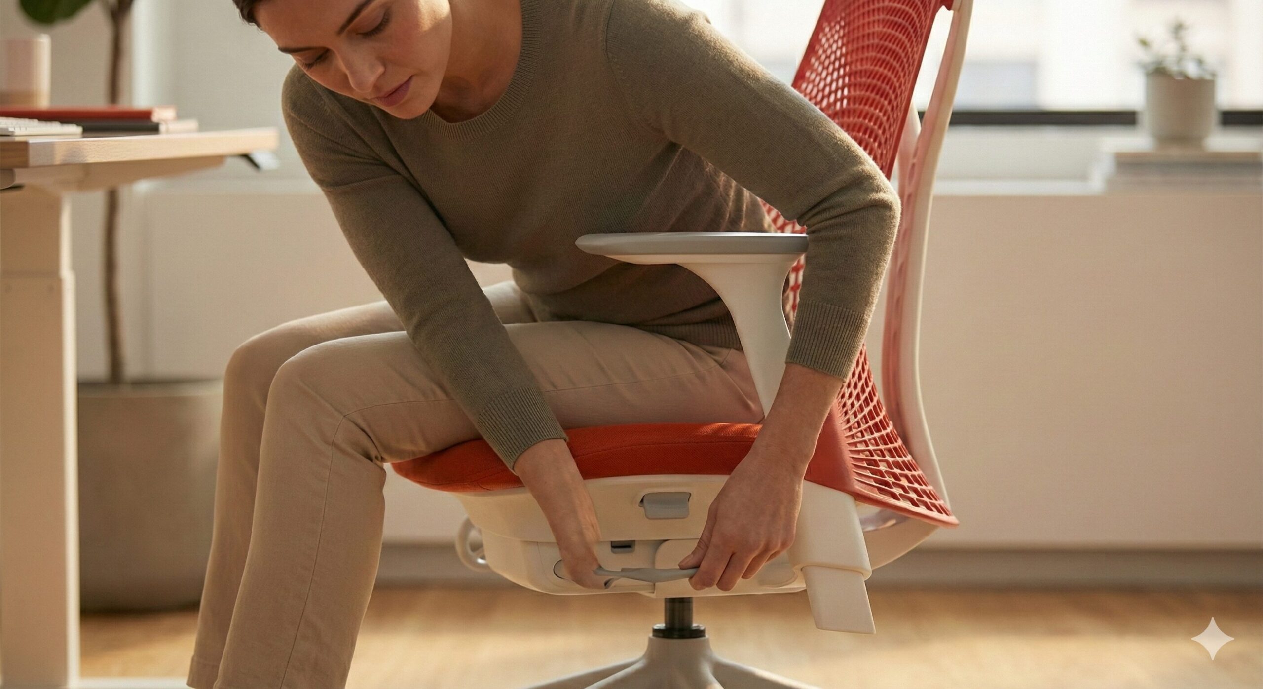 女性の体格に合わせたセイルチェアの調整方法