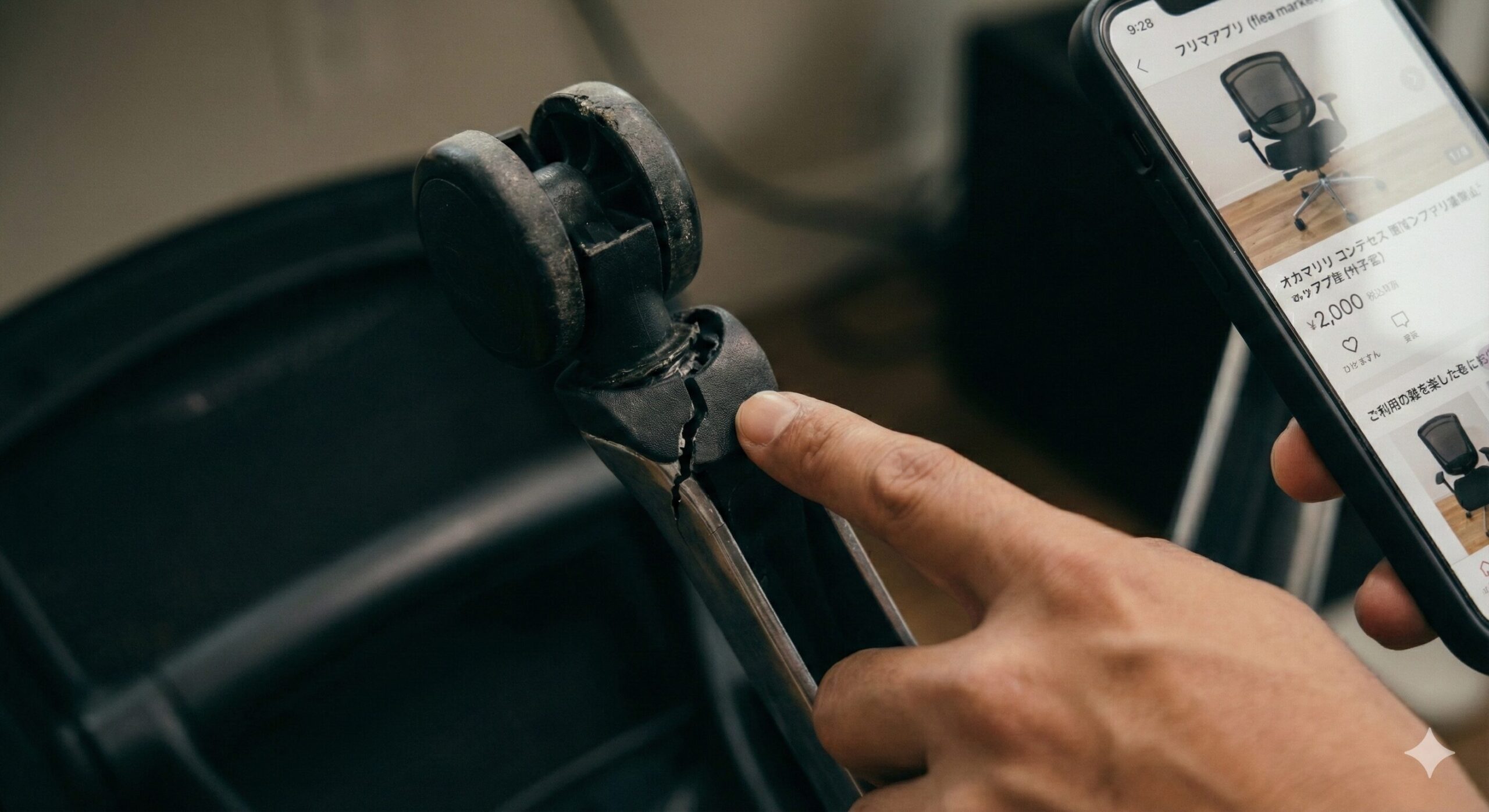 配送中のトラブルや破損リスクをイメージした梱包された椅子